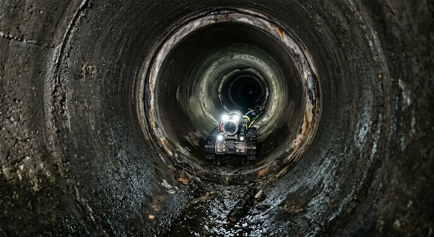 Robotic sewer camera inspecting pipe interior for Drain Snake Service in Layton