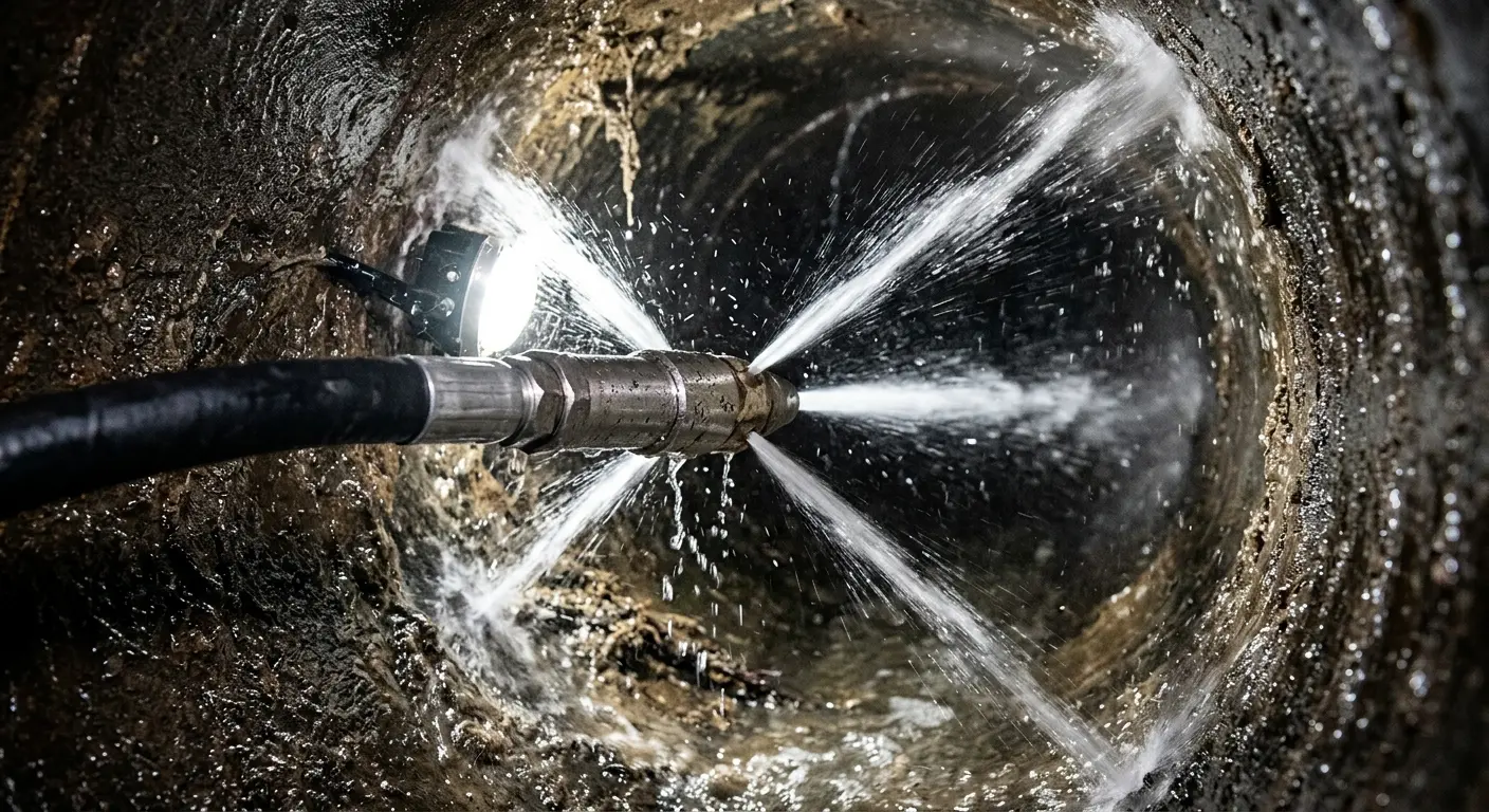 High-pressure hydro jetting nozzle cleaning sewer pipe for Storm Drain Cleaning in Layton
